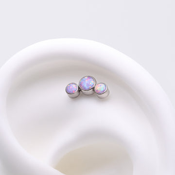 Detail View 1 of Implant Grade Titanium OneFit Threadless Journey Fire Opal Trio Top Part-Purple Opal